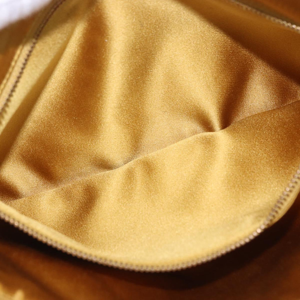 PRADA Chain Shoulder Bag Suede Yellow Gold Auth 202450