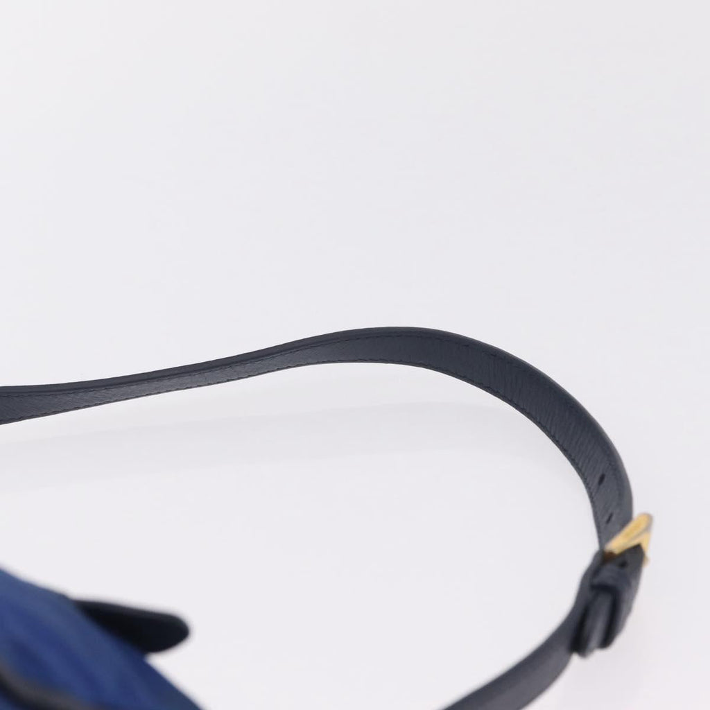 PRADA Shoulder Bag Nylon Blue Gold Auth 202491