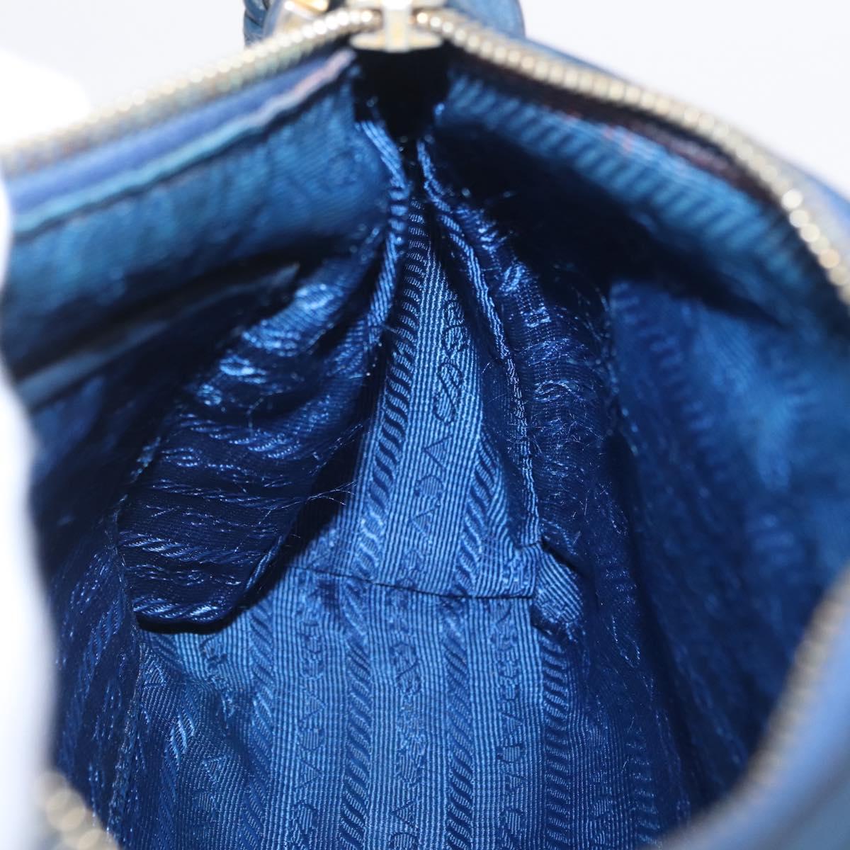 PRADA Shoulder Bag Nylon Blue Gold Auth 202491