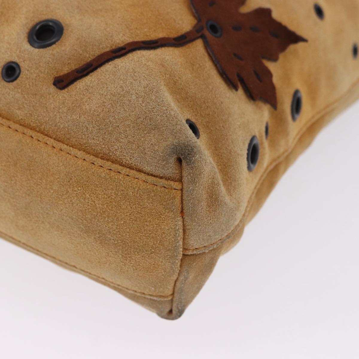 PRADA Hand Bag Suede Beige Auth 202880