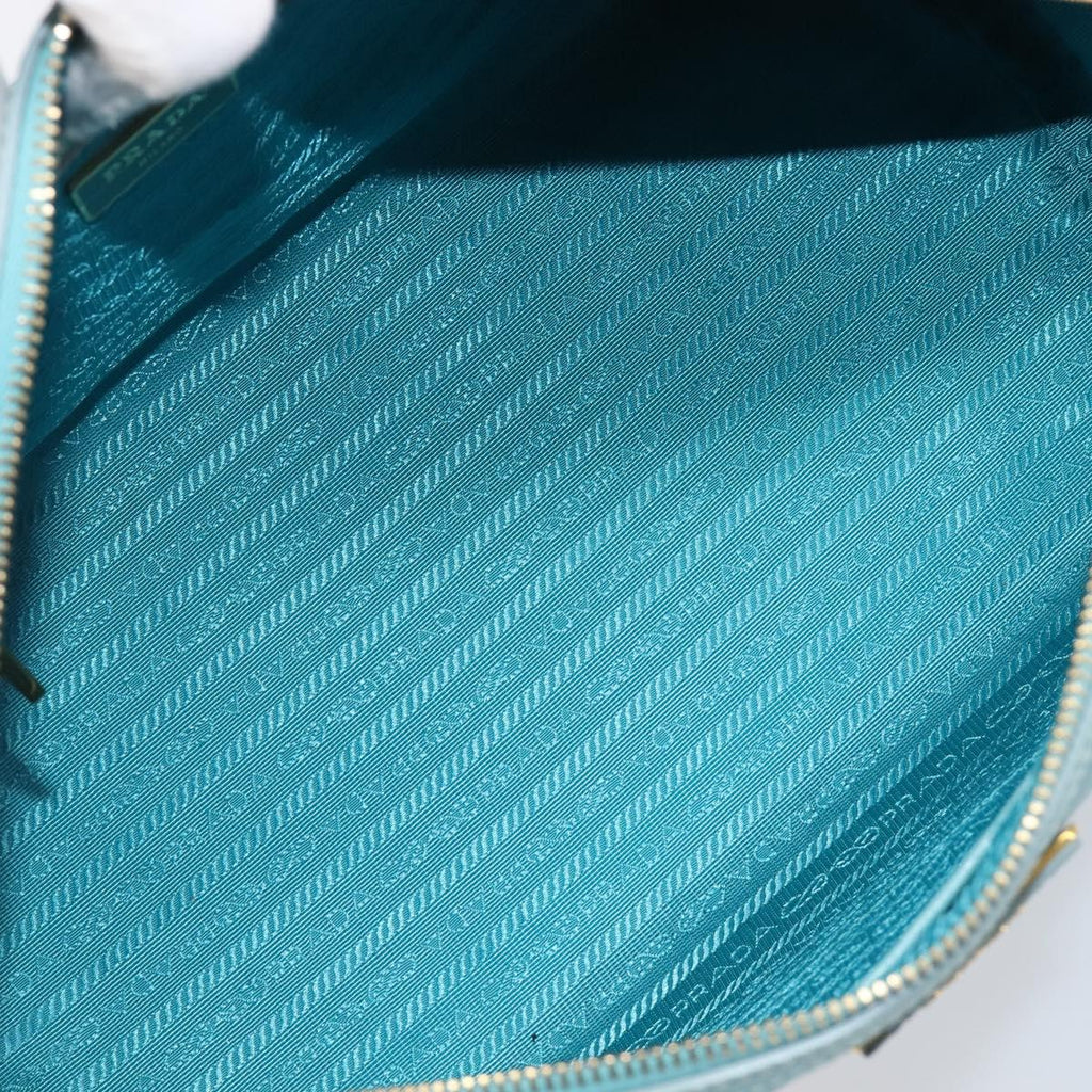 PRADA Boston Bag Saffiano leather 2way Light Blue Gold Auth 203450M