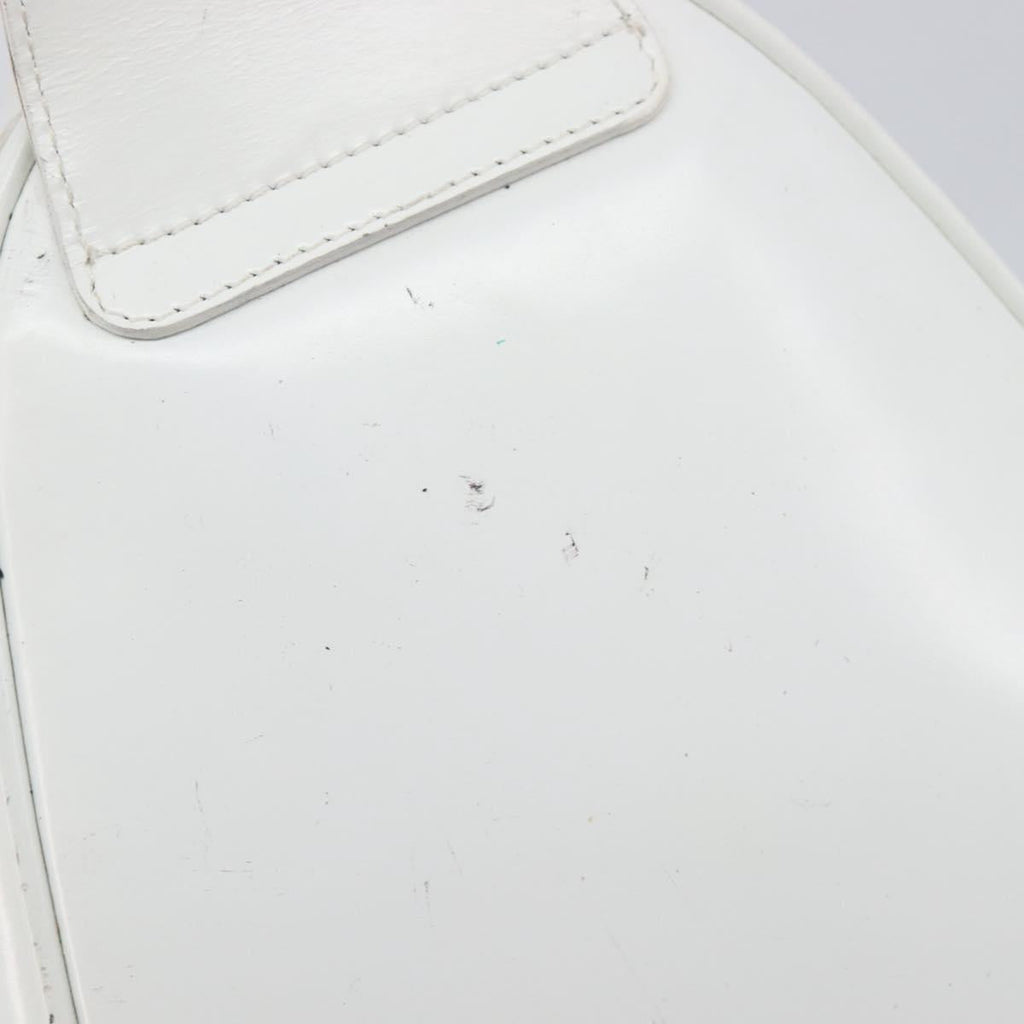 GUCCI Bamboo Shoulder Bag Patent Leather White Silver Auth 203638