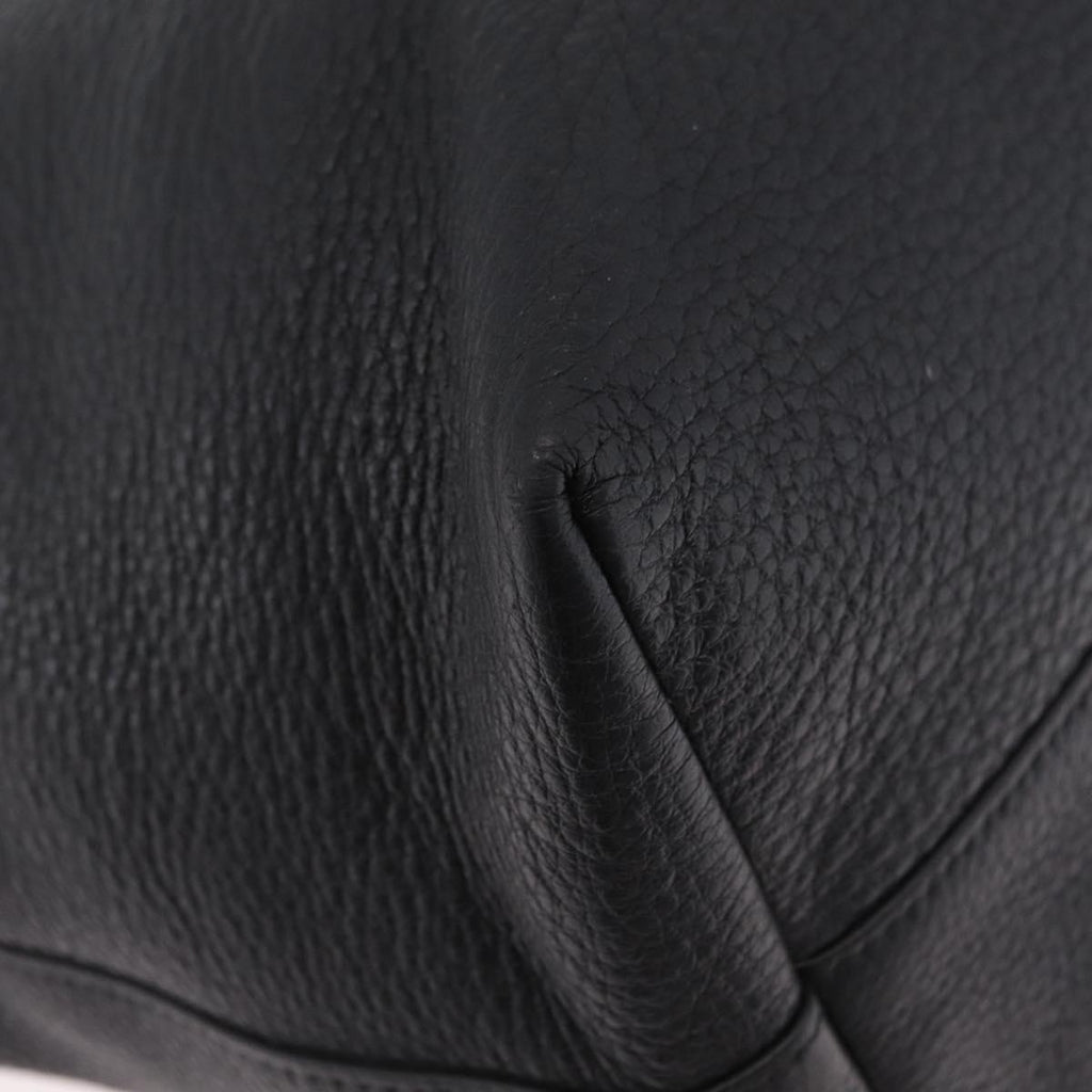 PRADA Tote Bag Vittero Dino Leather Black Gold Auth 203881V