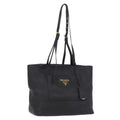 PRADA Tote Bag Vittero Dino Leather Black Gold Auth 203881V