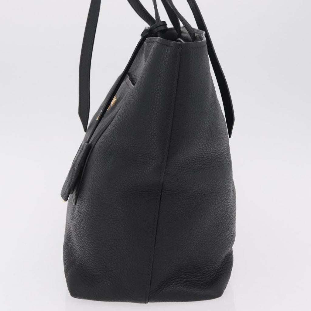 PRADA Tote Bag Vittero Dino Leather Black Gold Auth 203881V
