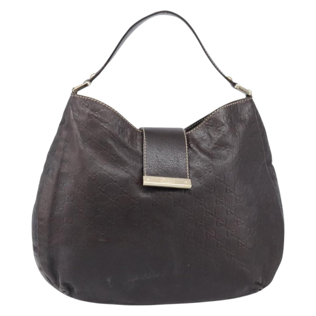 GUCCI GG Canvas Guccissima Shoulder Bag Leather Brown Gold 211933 Auth 204140V