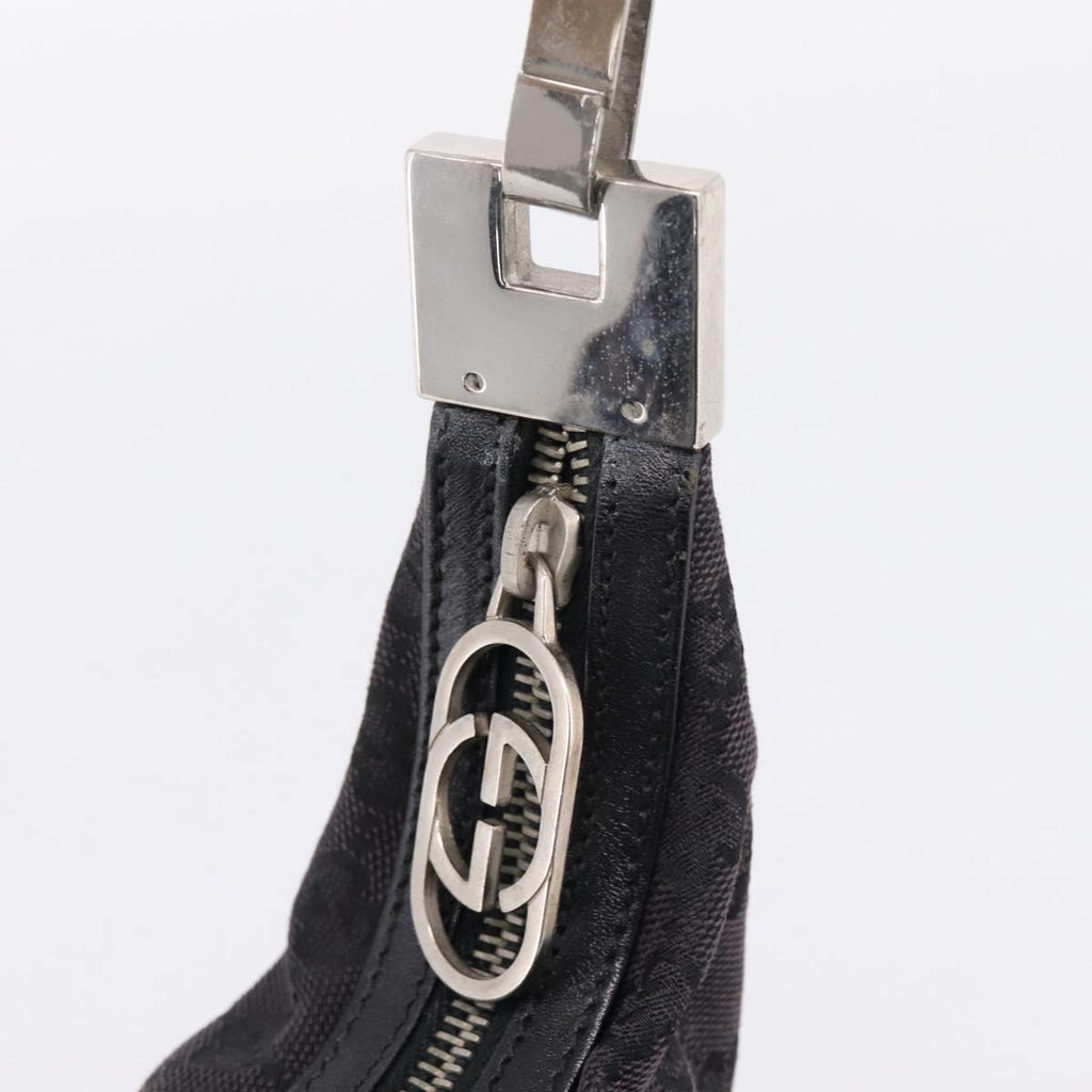 GUCCI GG Canvas Shoulder Bag Black Silver 001 3812 Auth 204252