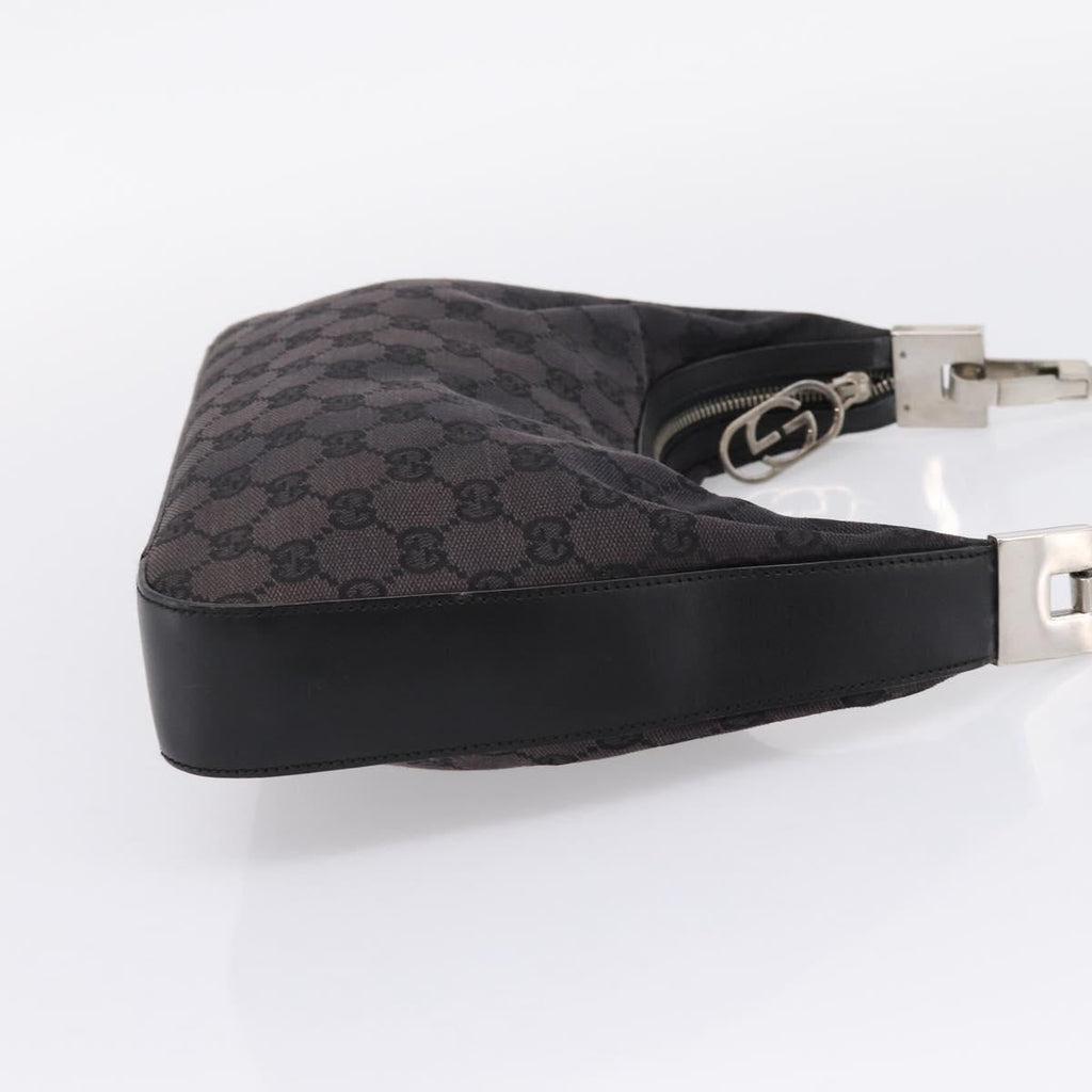 GUCCI GG Canvas Shoulder Bag Black Silver 001 3812 Auth 204252