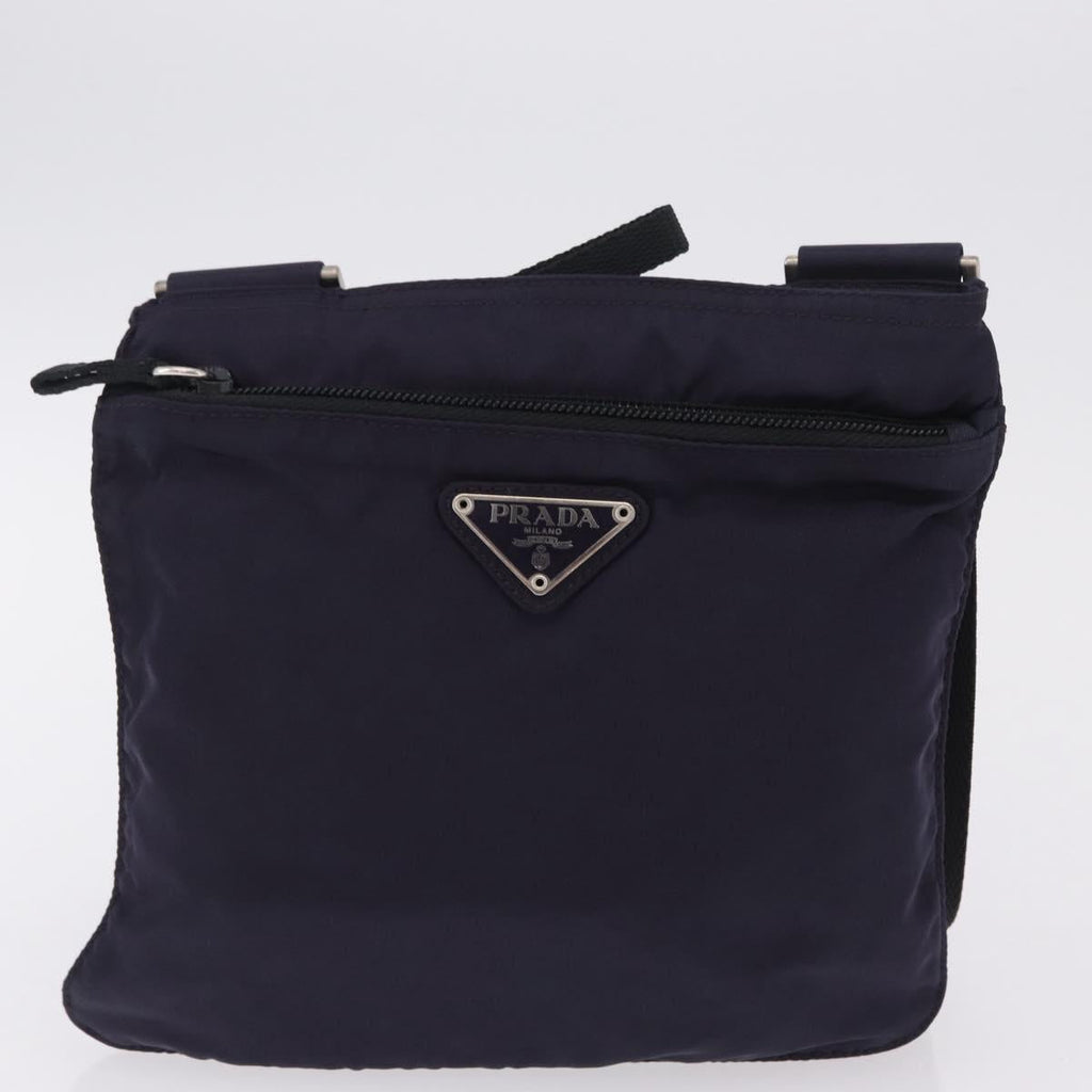 PRADA Shoulder Bag Nylon Leather 5 Set Black Purple Auth 204287