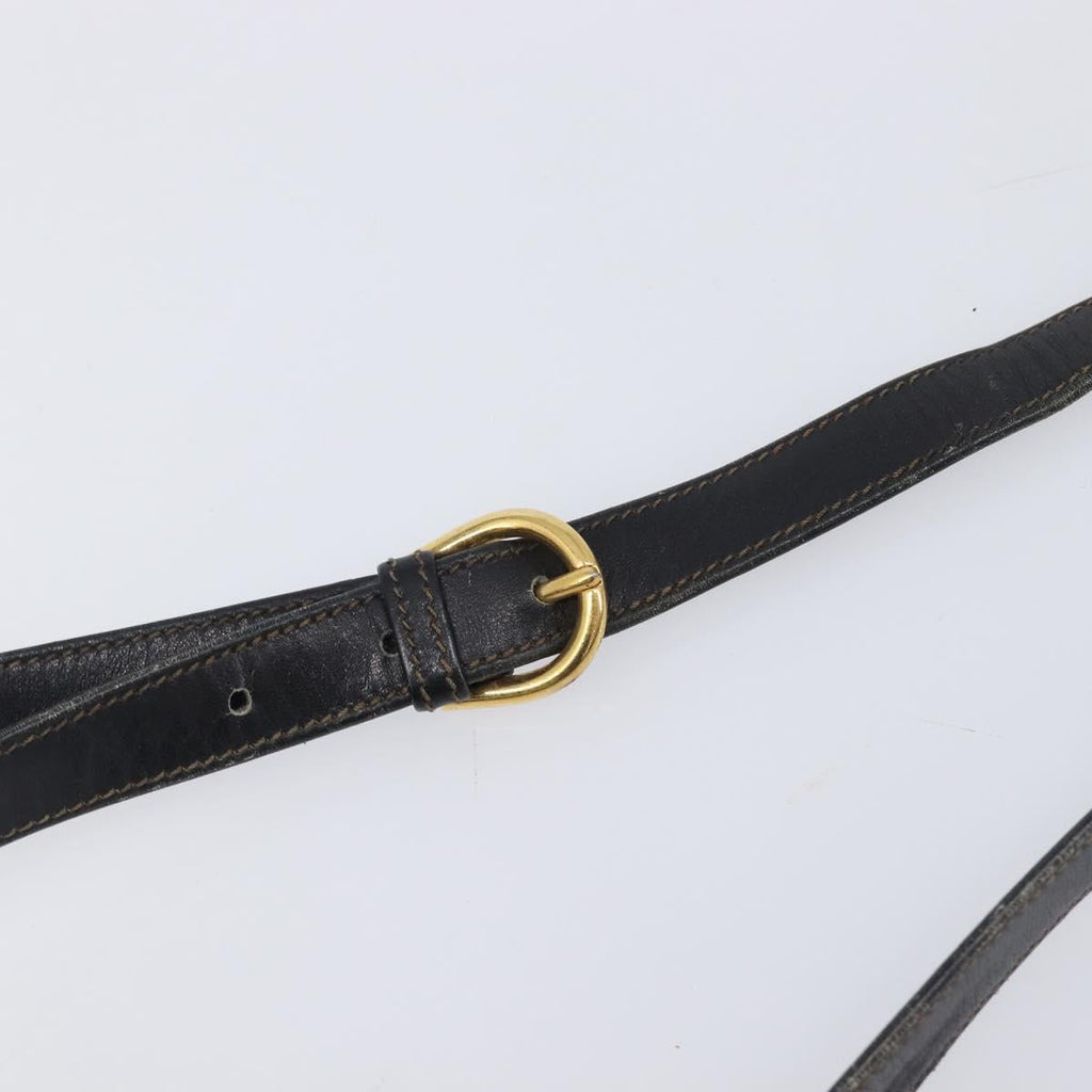 GUCCI Shoulder Bag Leather Black Gold 99 001 3414 Auth 204427