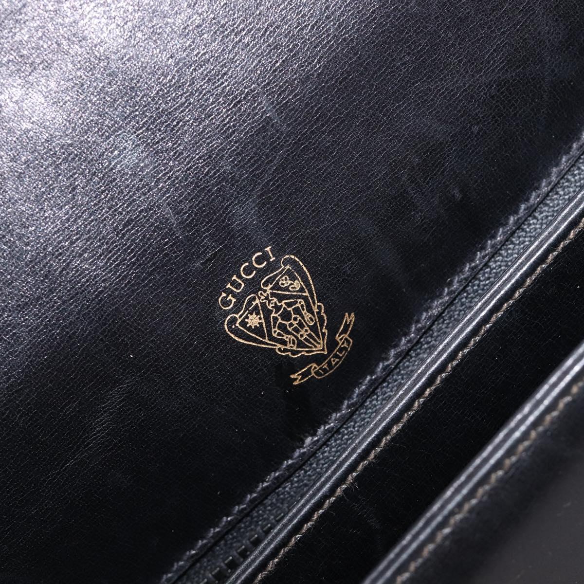 GUCCI Shoulder Bag Leather Black Gold 99 001 3414 Auth 204427