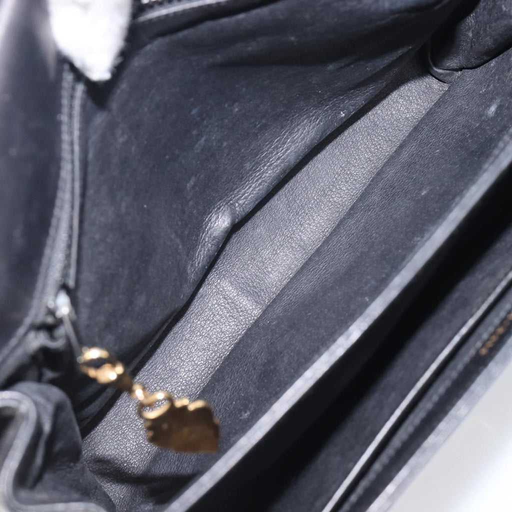 GUCCI Shoulder Bag Leather Black Gold 99 001 3414 Auth 204427