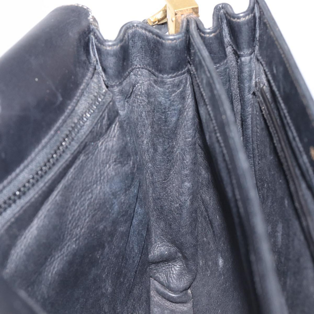 GUCCI Shoulder Bag Leather Black Gold 99 001 3414 Auth 204427