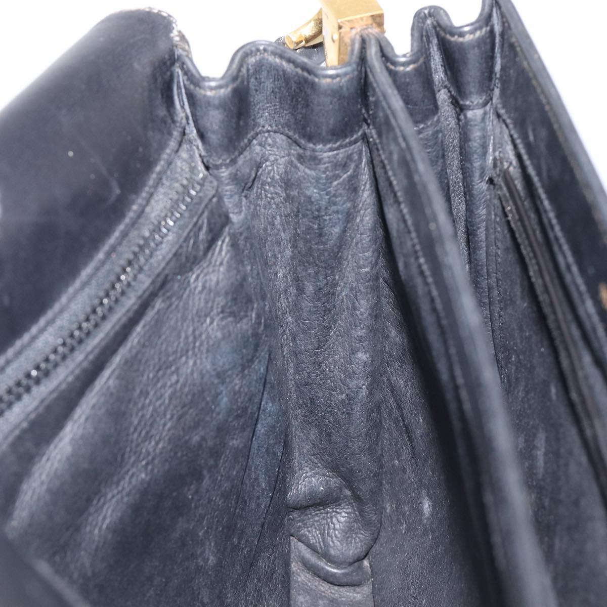 GUCCI Shoulder Bag Leather Black Gold 99 001 3414 Auth 204427