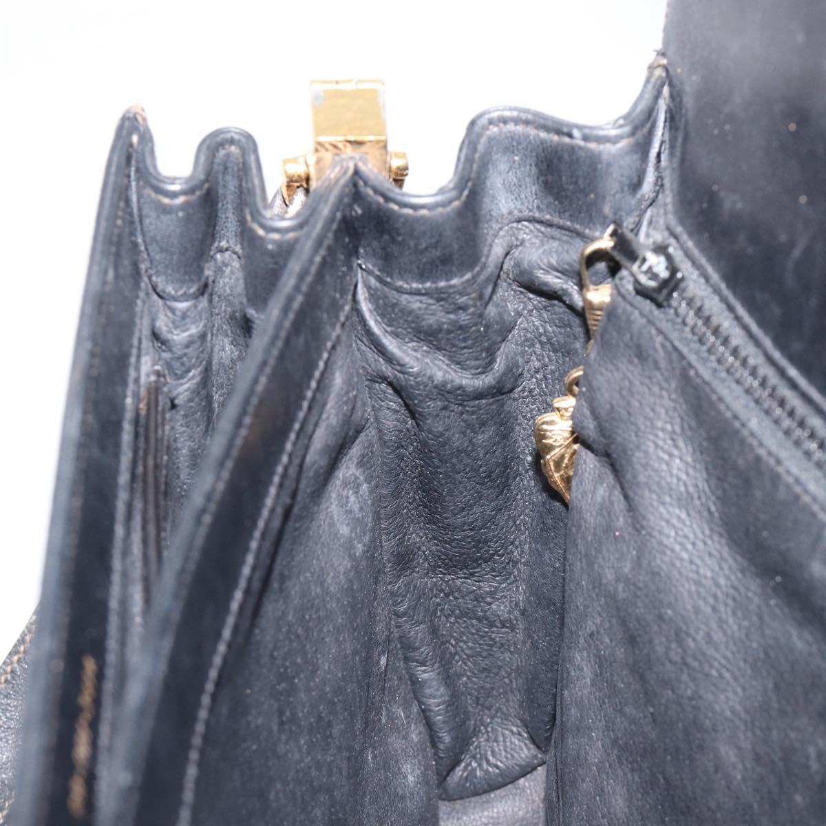 GUCCI Shoulder Bag Leather Black Gold 99 001 3414 Auth 204427