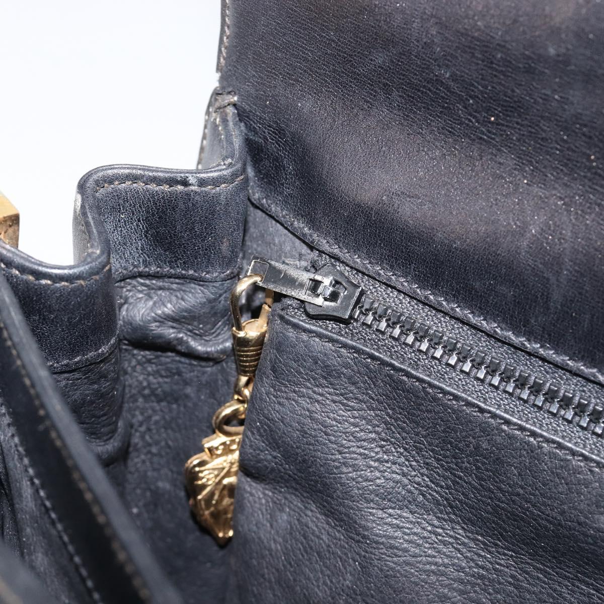 GUCCI Shoulder Bag Leather Black Gold 99 001 3414 Auth 204427