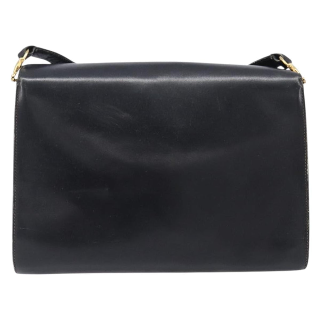 GUCCI Shoulder Bag Leather Black Gold 99 001 3414 Auth 204427