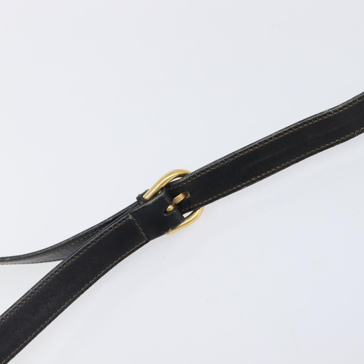 GUCCI Shoulder Bag Leather Black Gold 99 001 3414 Auth 204427