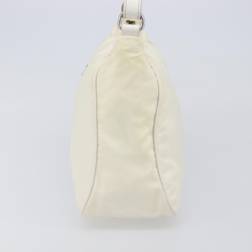 PRADA Shoulder Bag Nylon Ivory Silver Auth 204641A