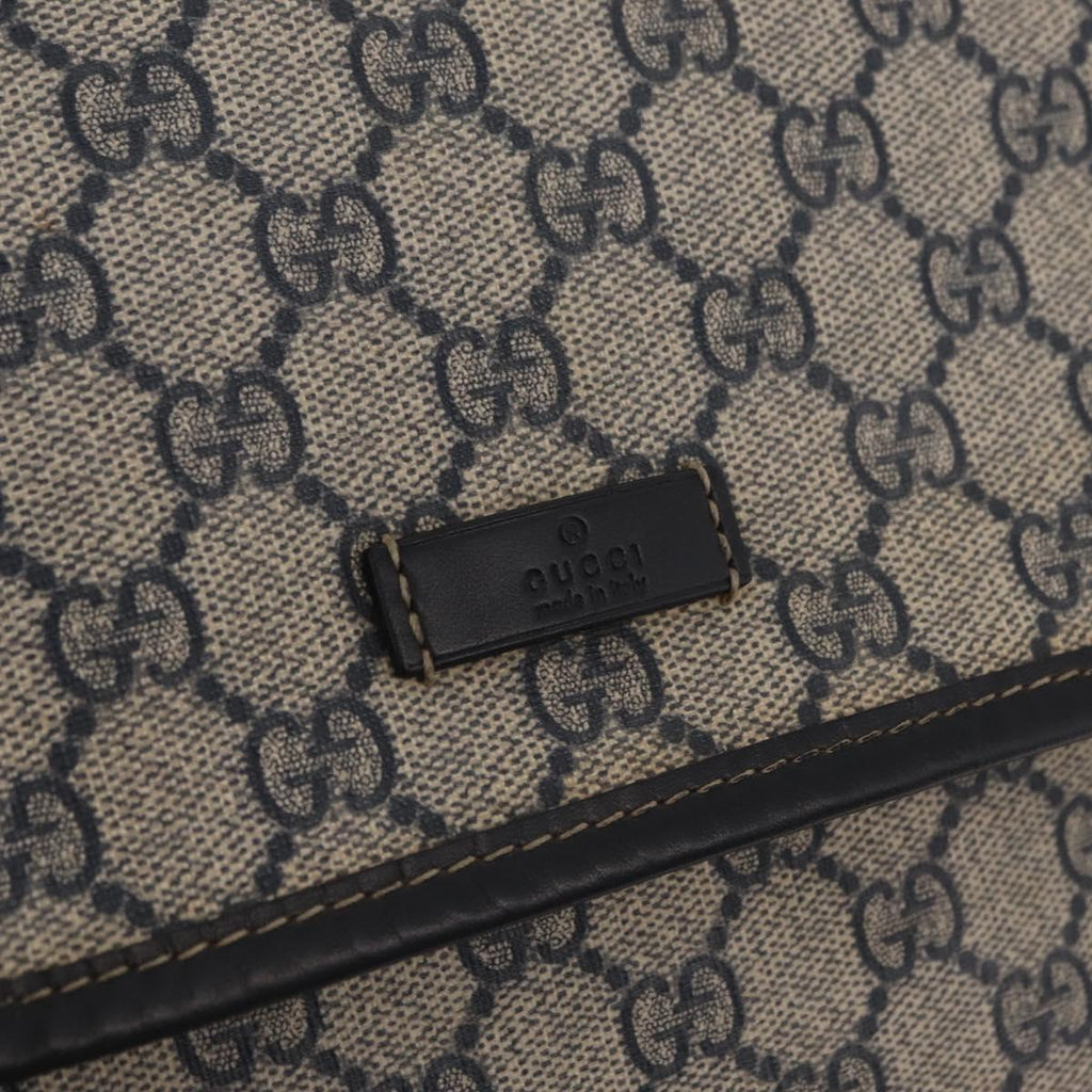 GUCCI GG Supreme Shoulder Bag PVC Navy Silver 201732 Auth 204923A