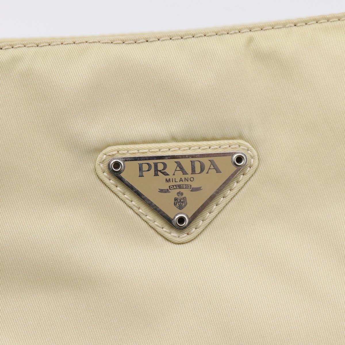PRADA Chain Shoulder Bag Nylon Ivory Silver Auth 205029A