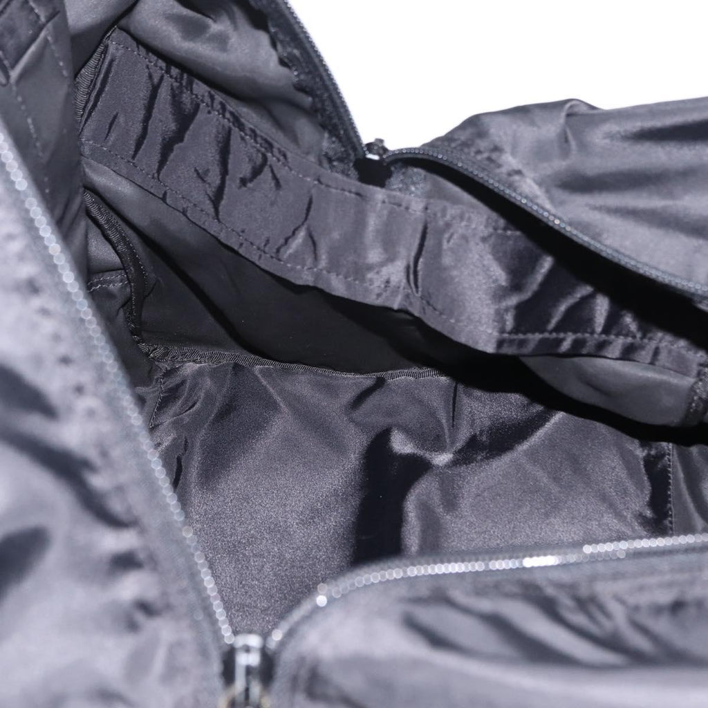 PRADA Boston Bag Nylon 2way Black Silver Auth 205032