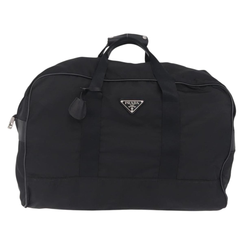PRADA Boston Bag Nylon 2way Black Silver Auth 205032