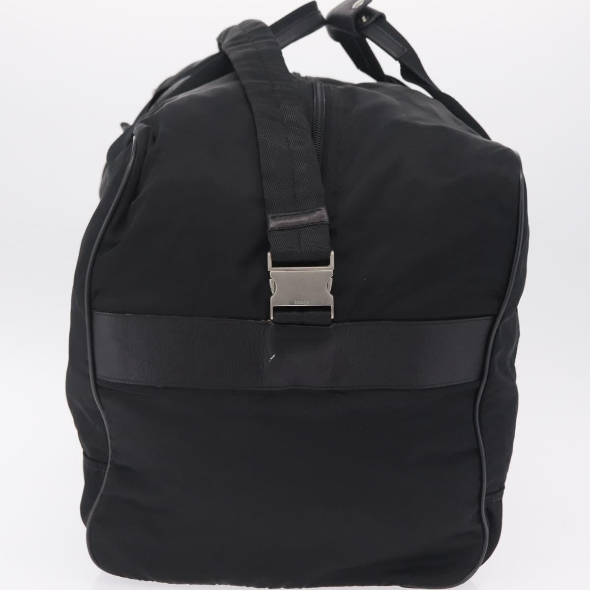 PRADA Boston Bag Nylon 2way Black Silver Auth 205032