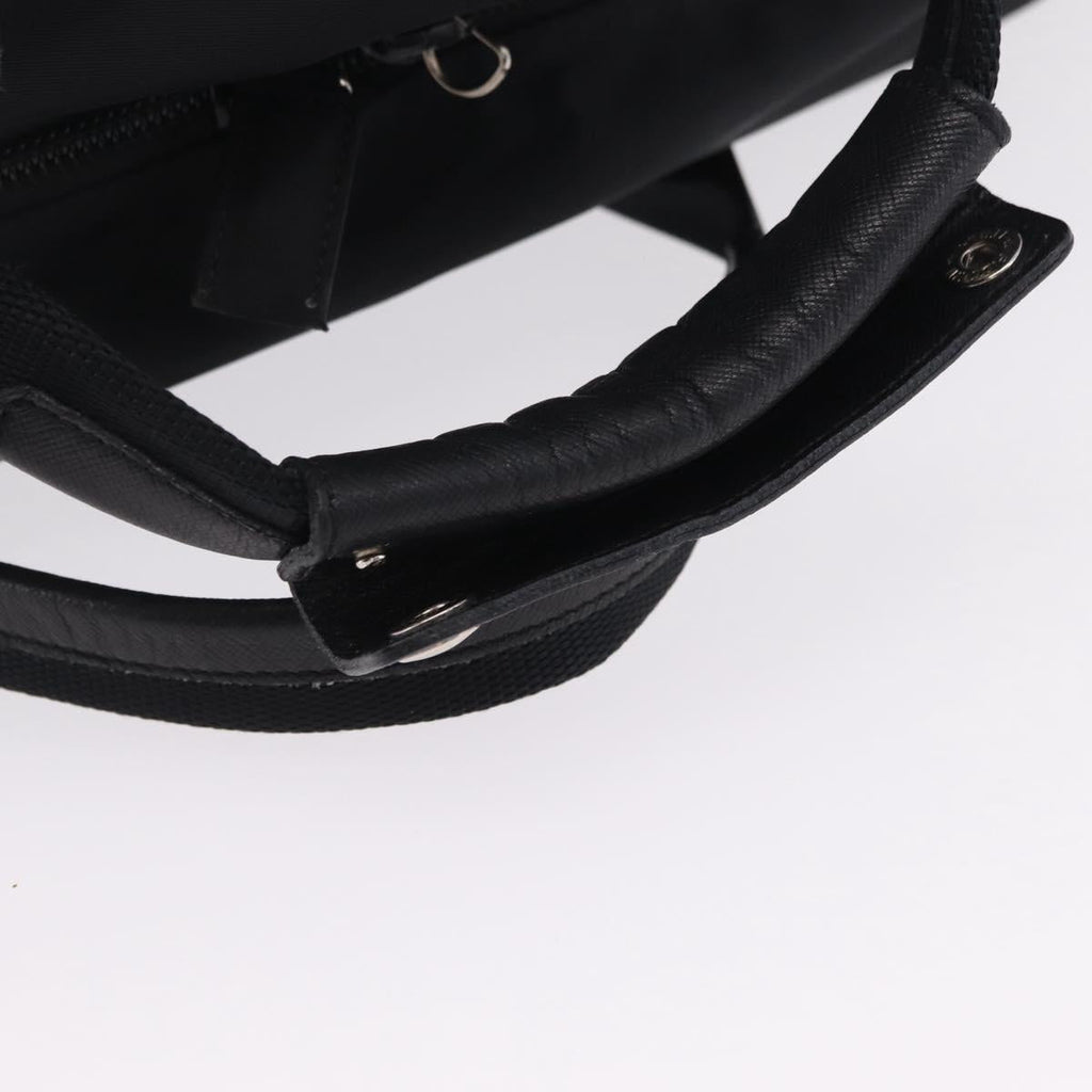 PRADA Boston Bag Nylon 2way Black Silver Auth 205032