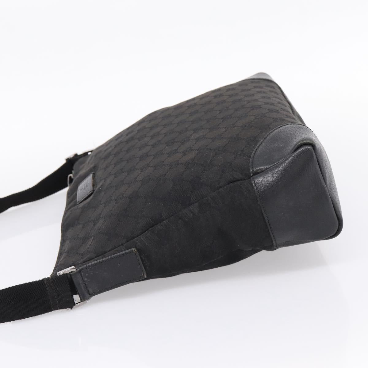 GUCCI GG Canvas Shoulder Bag Black Silver 110054 Auth 205037