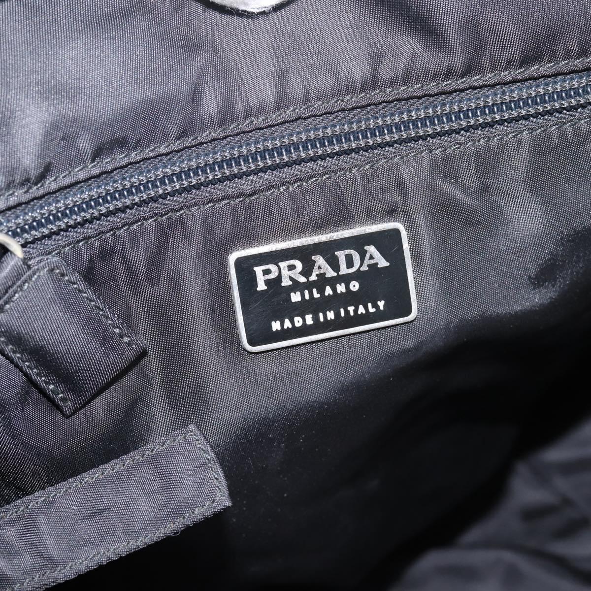 PRADA Hand Bag Nylon Black Silver Auth 205057