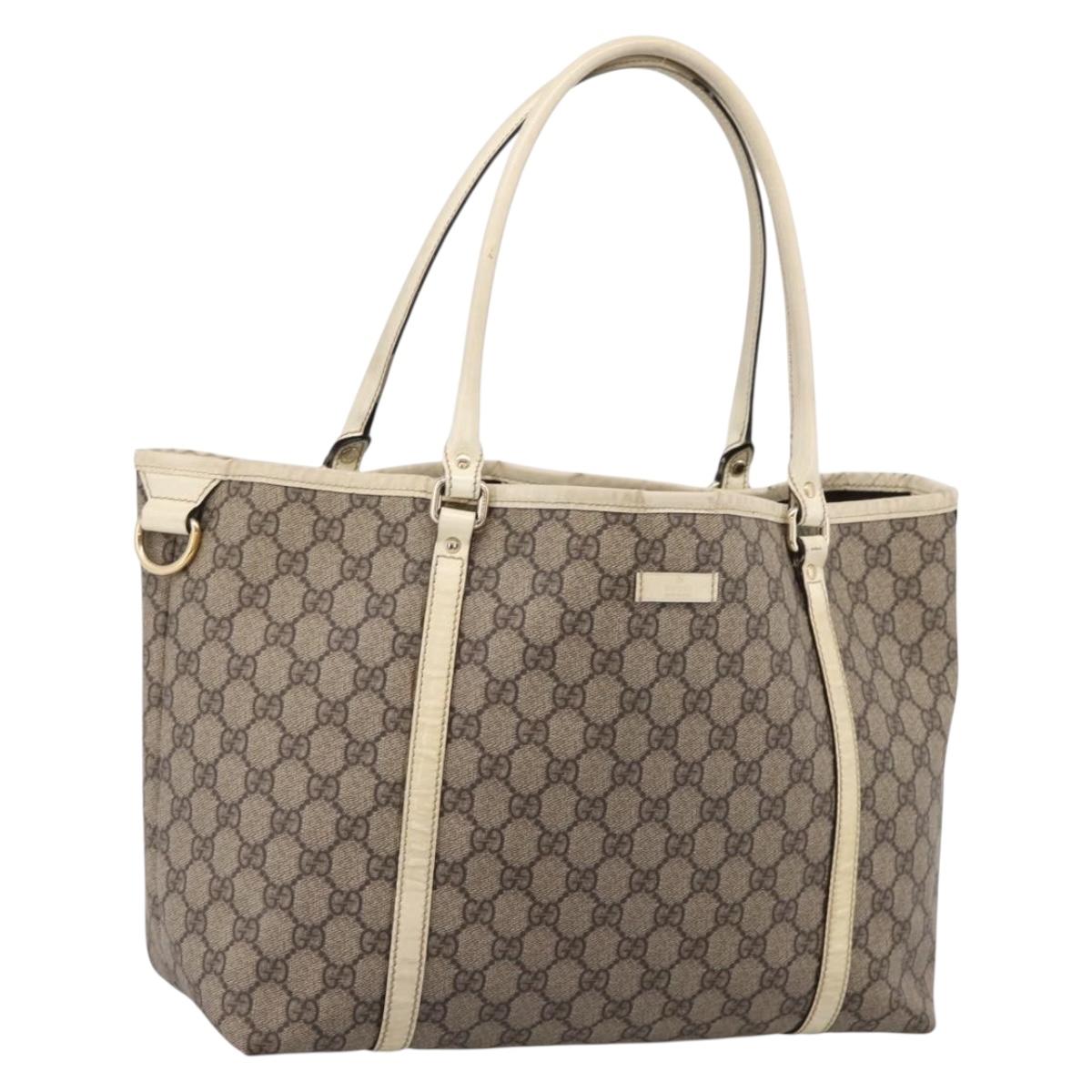 GUCCI GG Supreme Tote Bag PVC Beige Gold 197953 Auth 205060