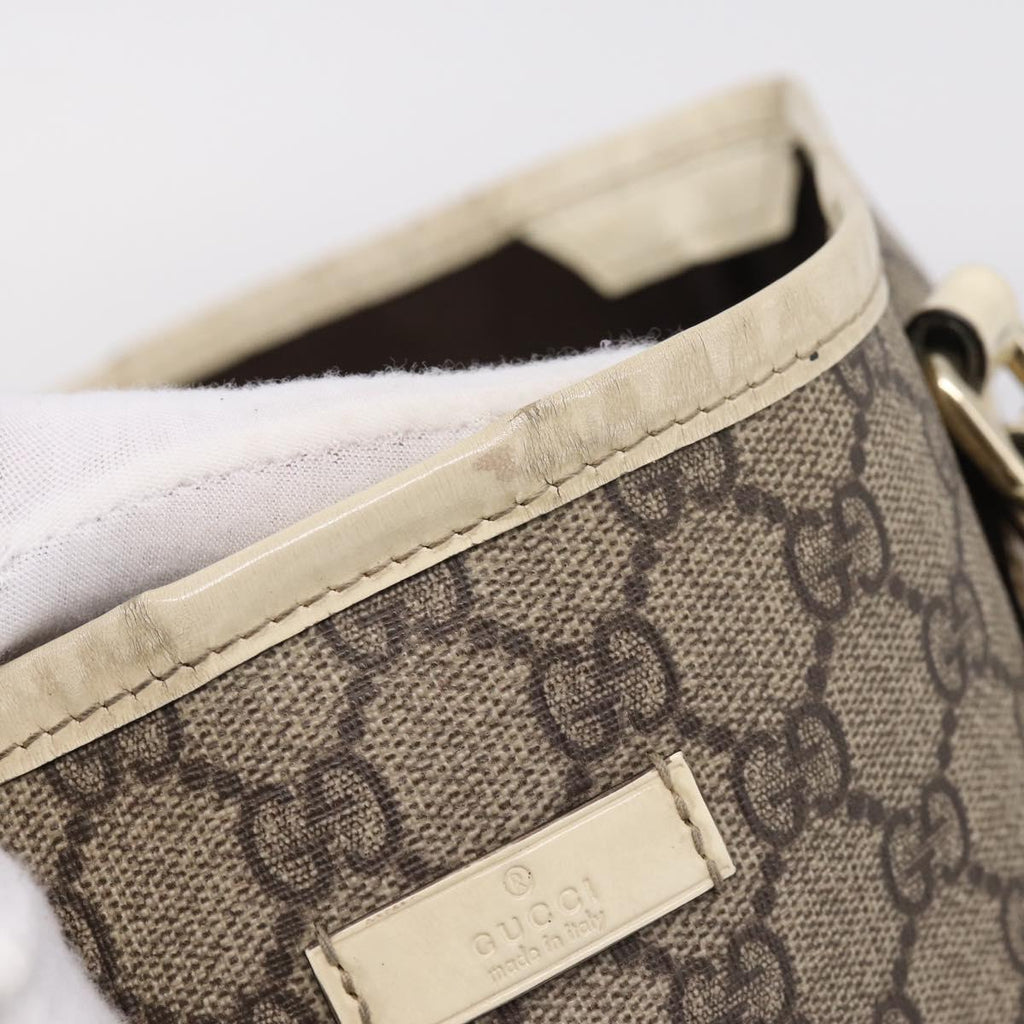 GUCCI GG Supreme Tote Bag PVC Beige Gold 197953 Auth 205060