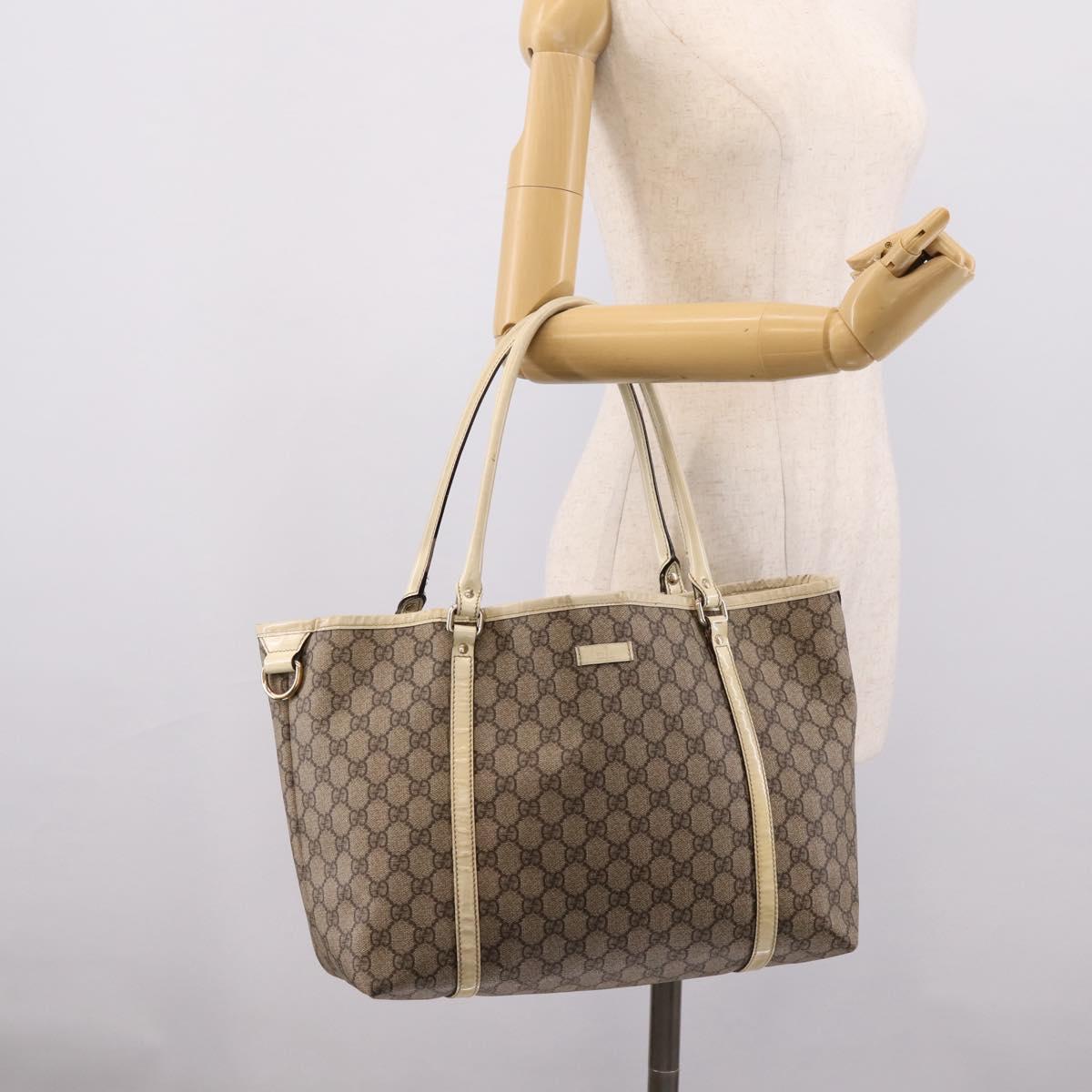 GUCCI GG Supreme Tote Bag PVC Beige Gold 197953 Auth 205060
