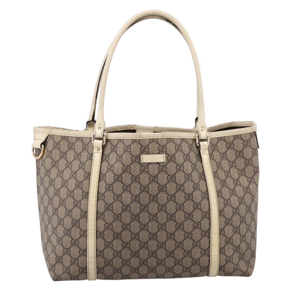 GUCCI GG Supreme Tote Bag PVC Beige Gold 197953 Auth 205060