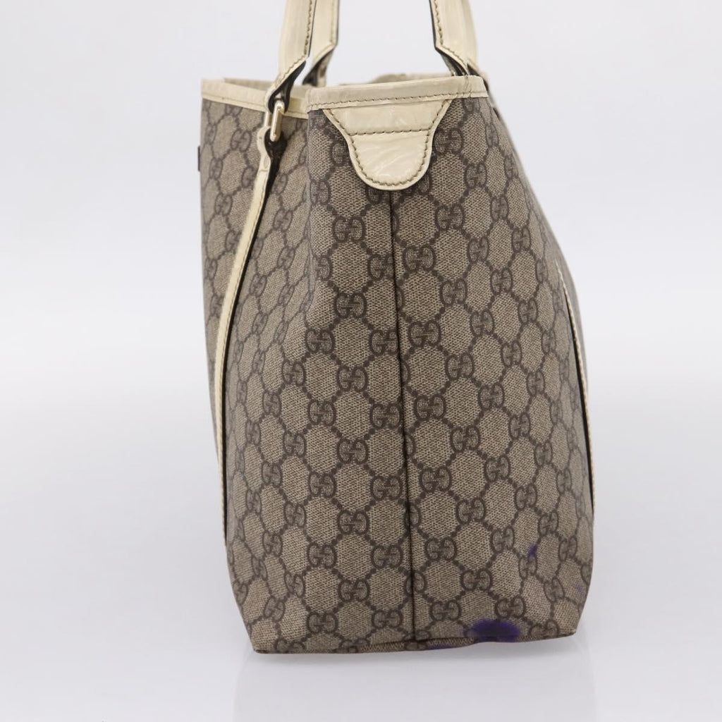 GUCCI GG Supreme Tote Bag PVC Beige Gold 197953 Auth 205060