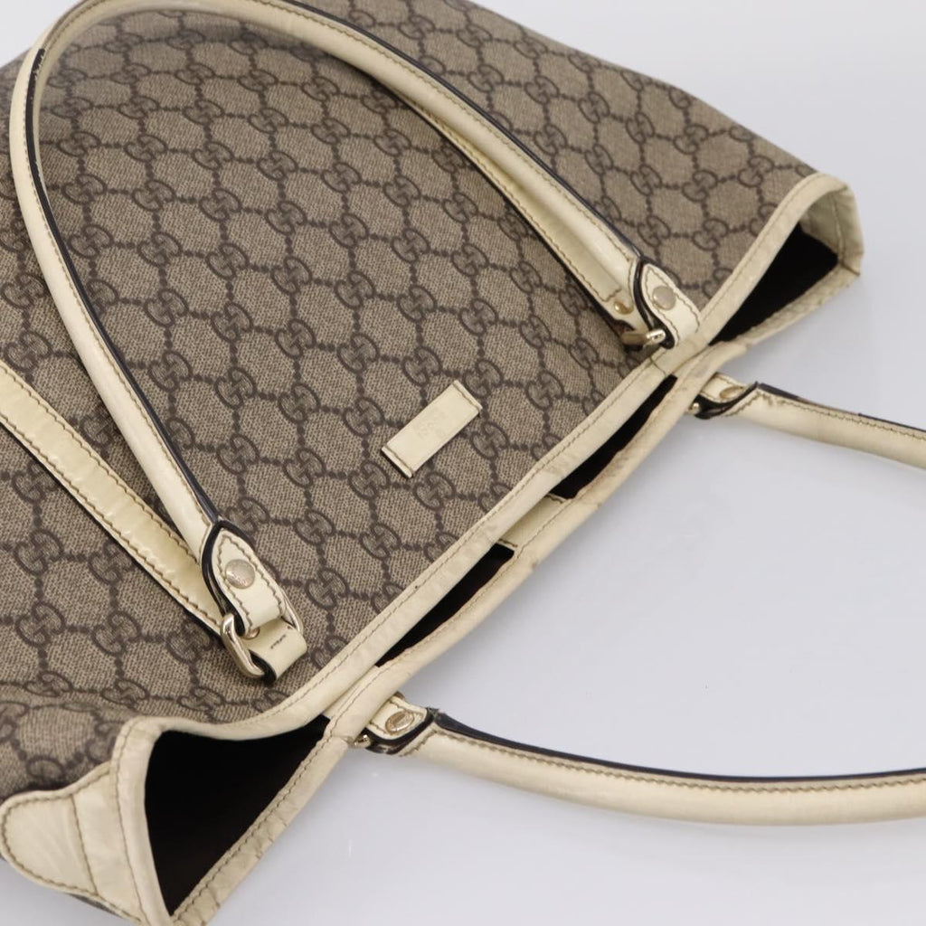 GUCCI GG Supreme Tote Bag PVC Beige Gold 197953 Auth 205060