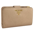 PRADA Bifold Wallet Safiano Leather Gold Auth 205174A
