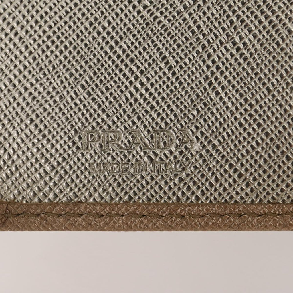 PRADA Bifold Wallet Safiano Leather Gold Auth 205174A