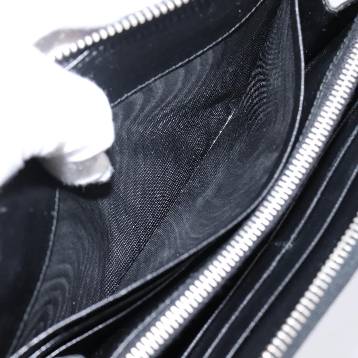 PRADA Long Wallet Saffiano leather Black Silver Auth 205215V