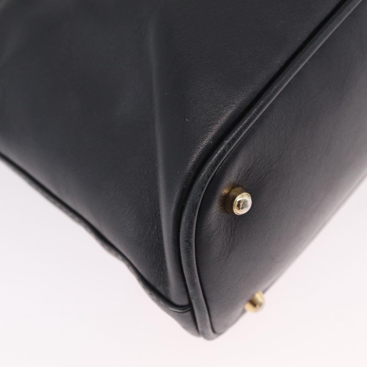GUCCI Bamboo Hand Bag Leather 2way Black Gold 000 904 0290 Auth 205223