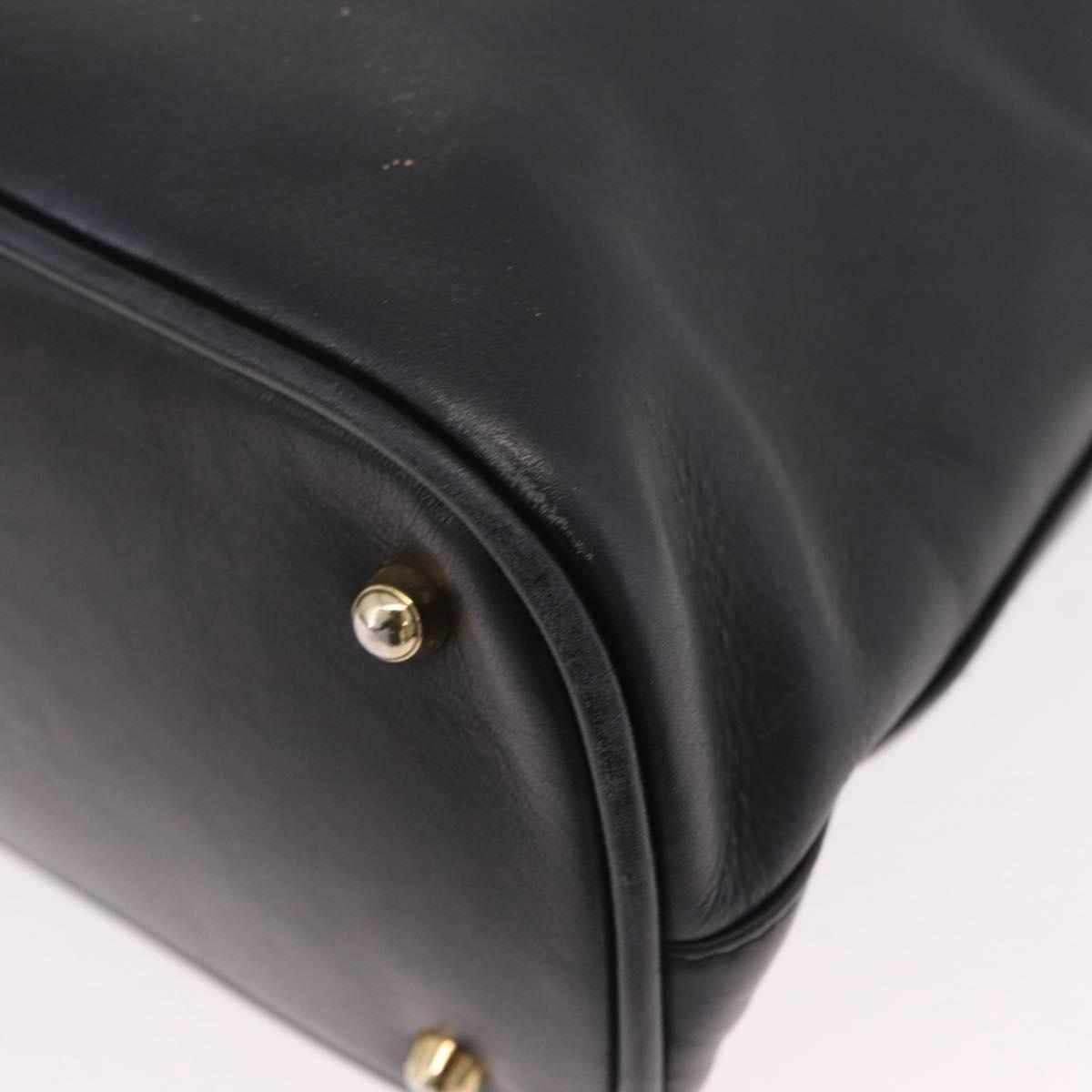 GUCCI Bamboo Hand Bag Leather 2way Black Gold 000 904 0290 Auth 205223