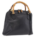 GUCCI Bamboo Hand Bag Leather 2way Black Gold 000 904 0290 Auth 205223