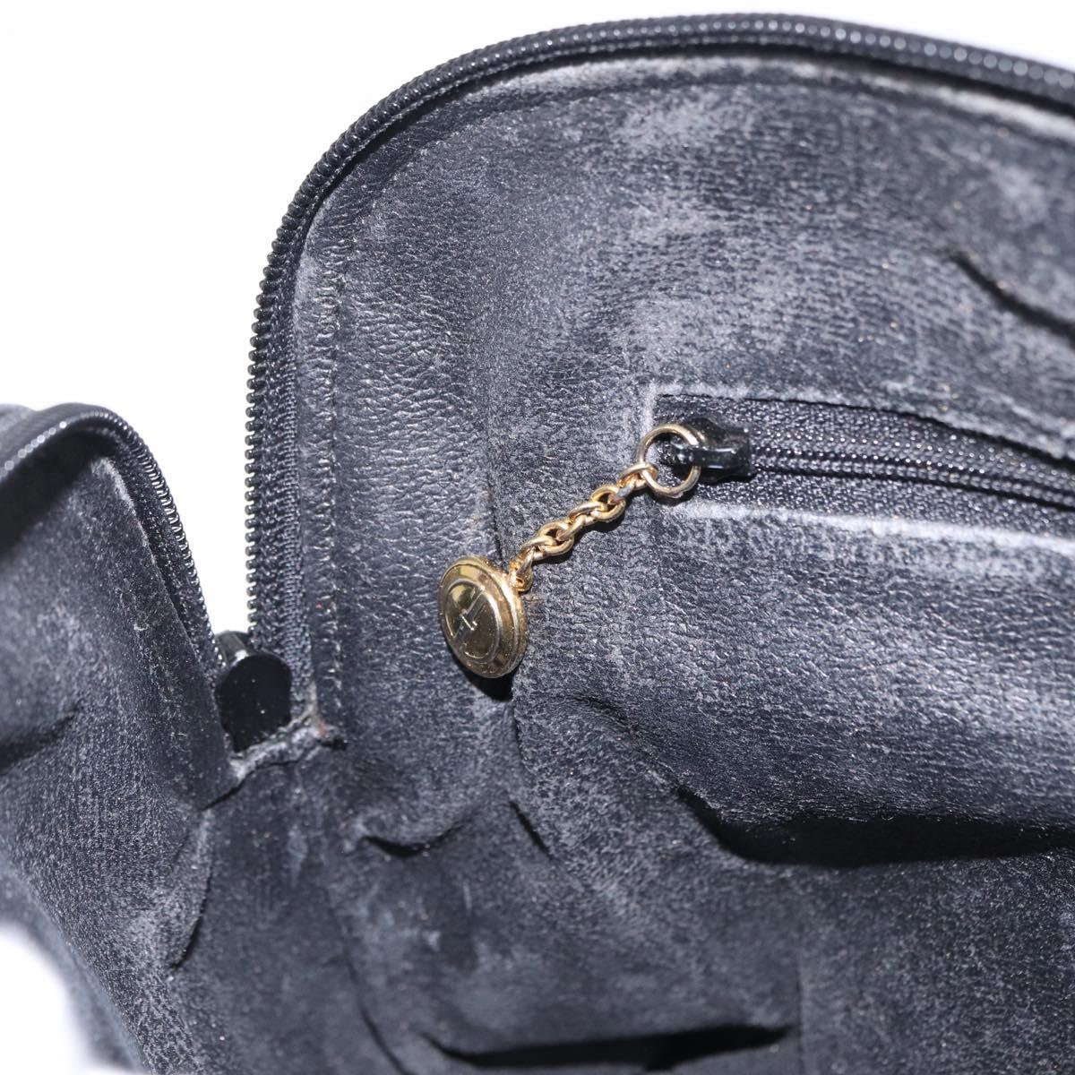 GUCCI Bamboo Hand Bag Leather 2way Black Gold 000 904 0290 Auth 205223