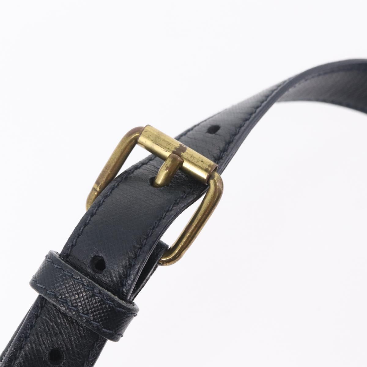 PRADA Waist bag Nylon Navy Gold Auth 205227
