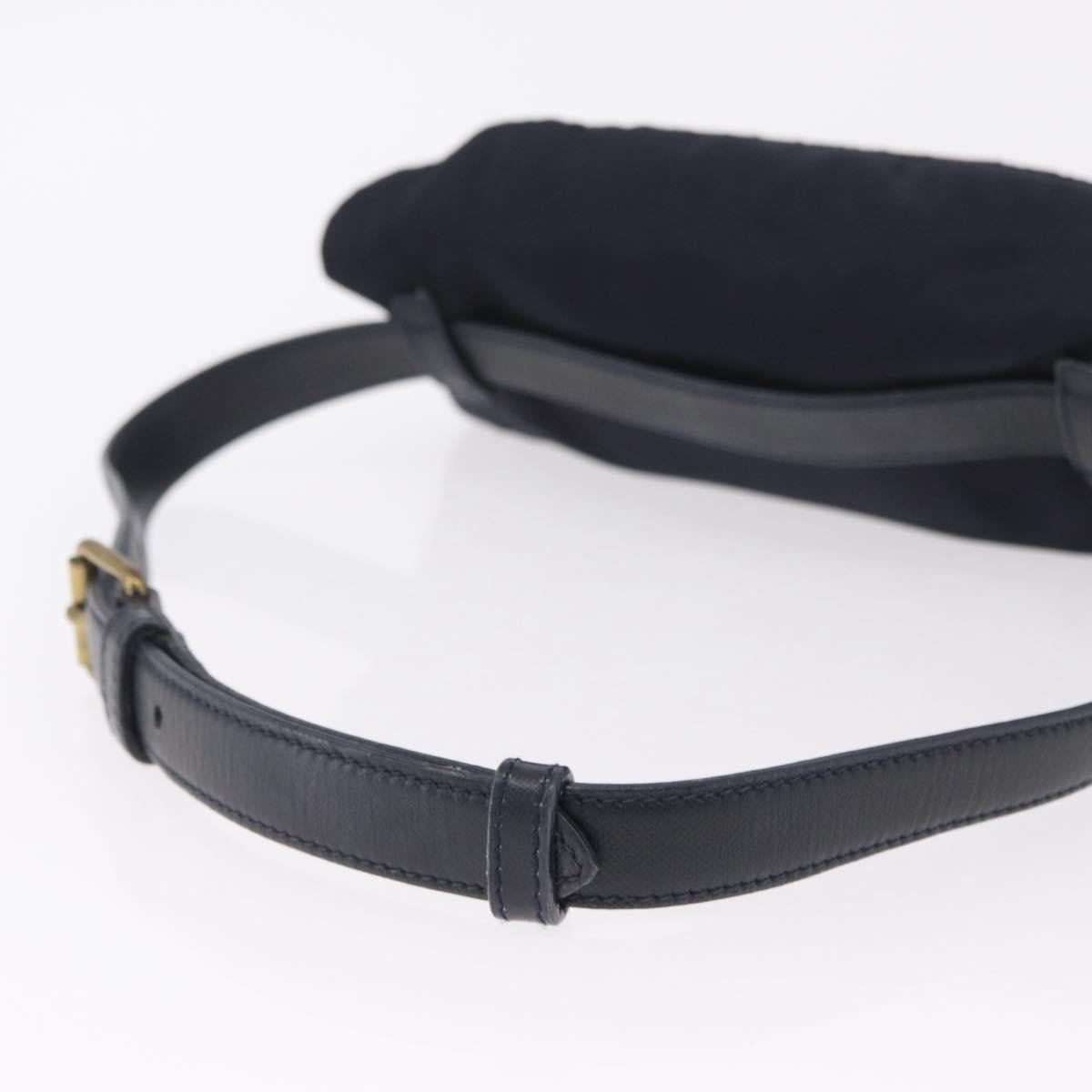 PRADA Waist bag Nylon Navy Gold Auth 205227