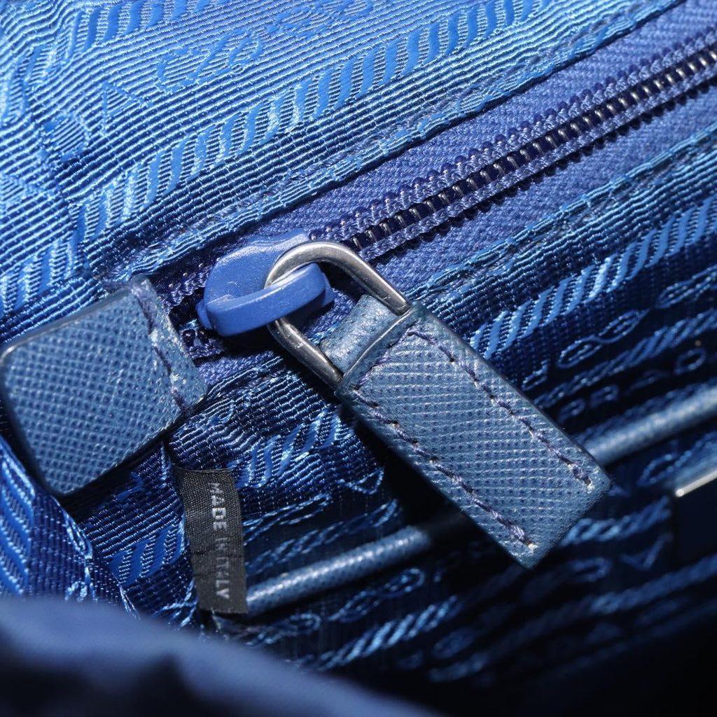 PRADA Backpack Nylon Blue Silver Auth 205419A