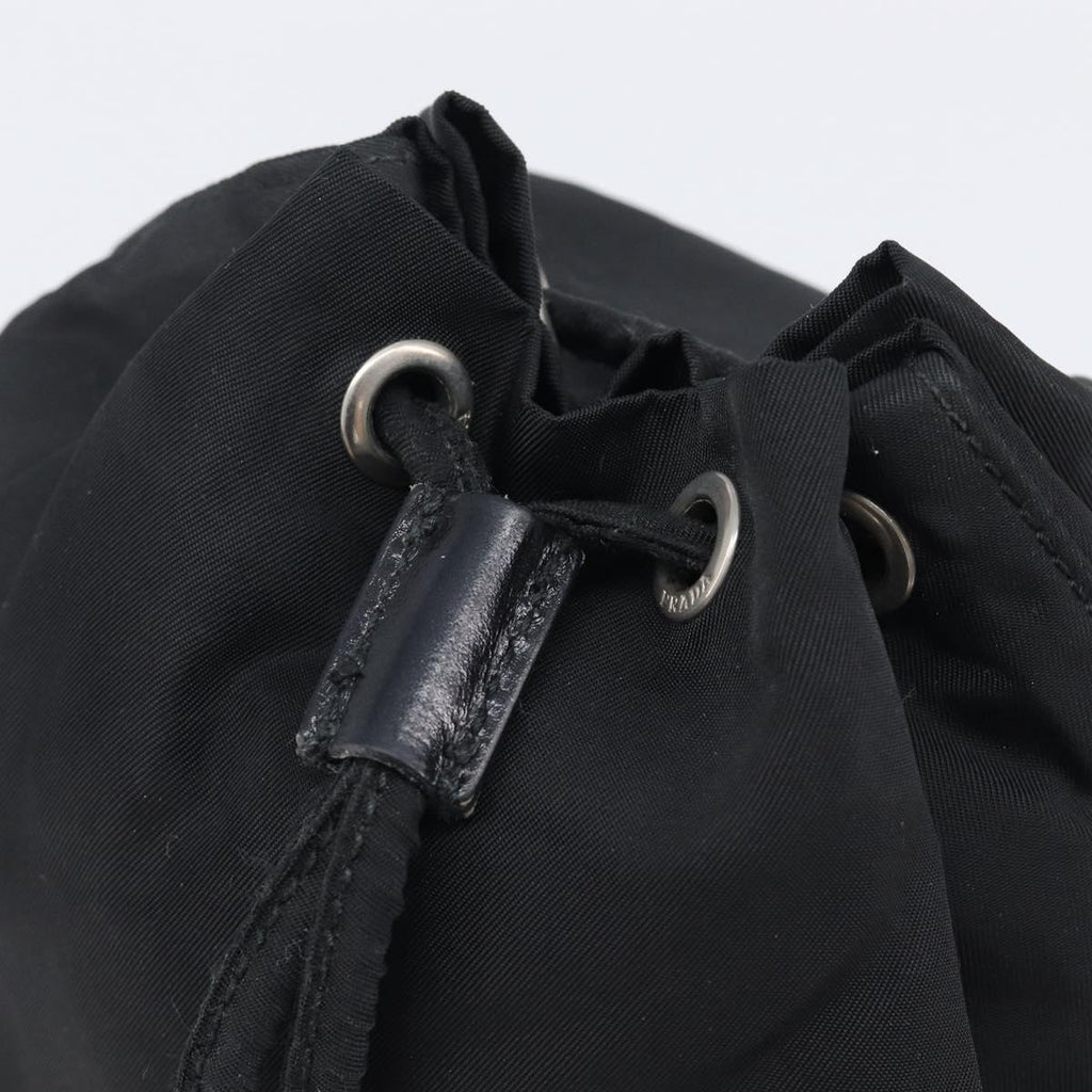 PRADA Purse Pouch Nylon Black Silver Auth 205450A