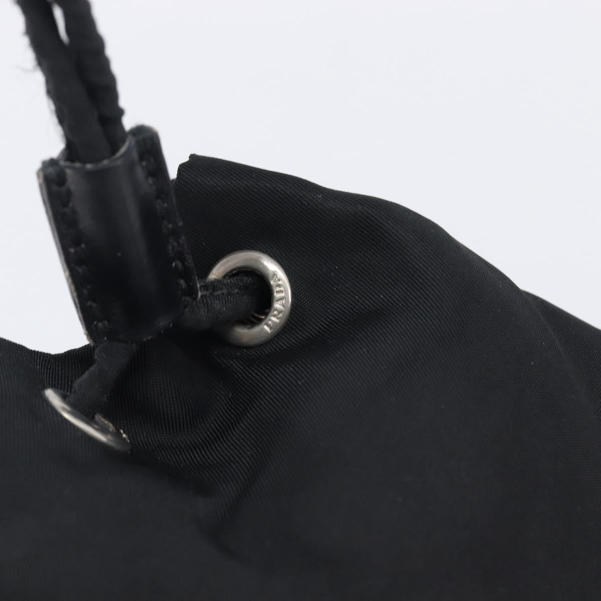 PRADA Purse Pouch Nylon Black Silver Auth 205450A