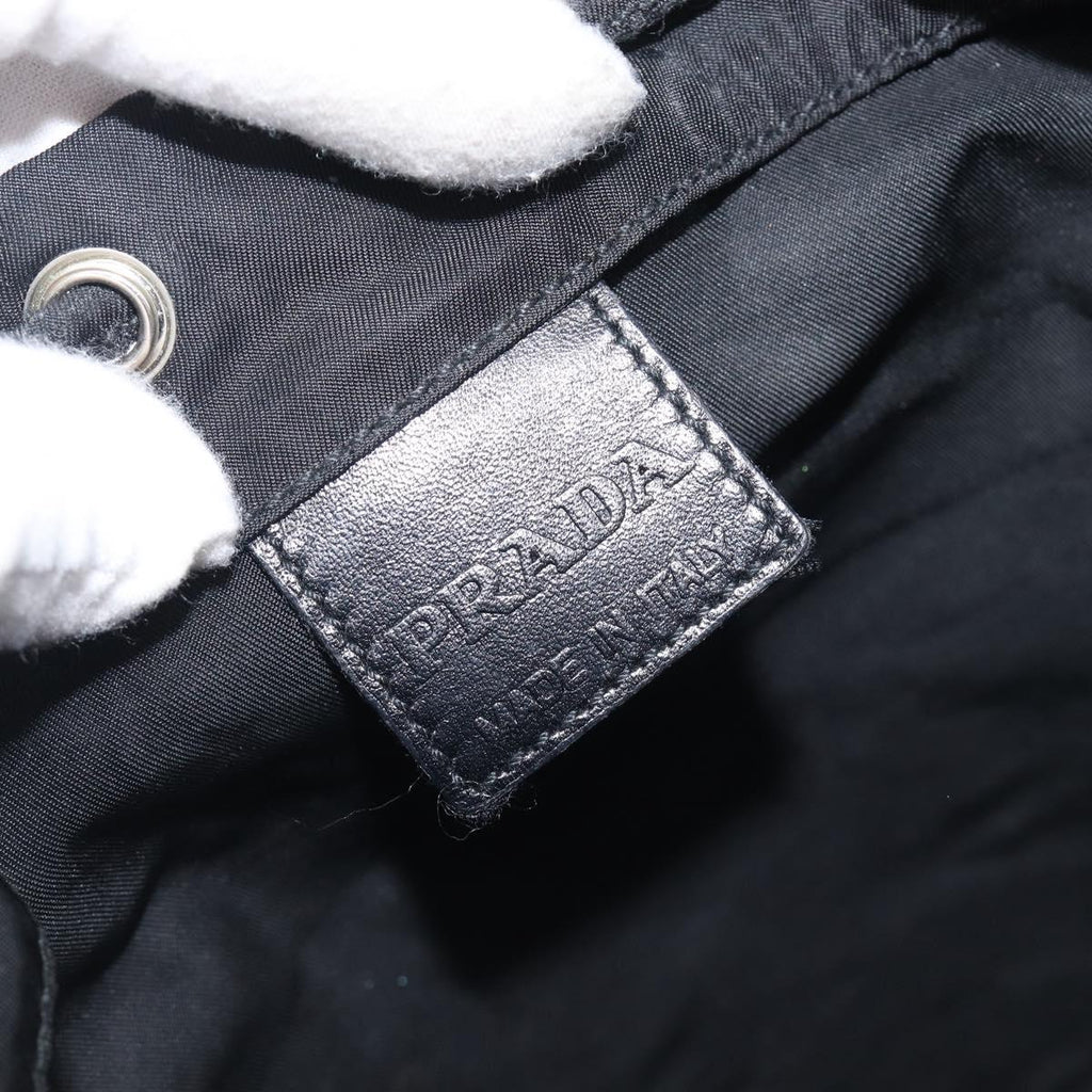 PRADA Purse Pouch Nylon Black Silver Auth 205450A